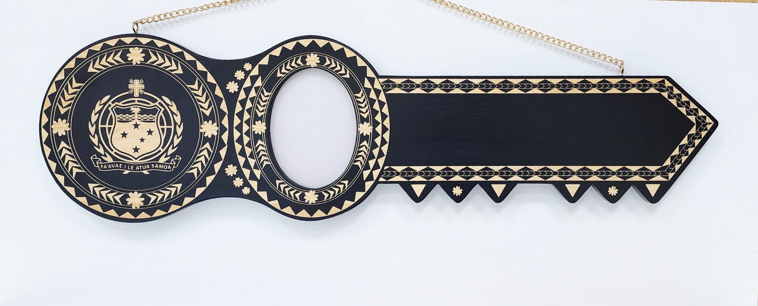 Island Design Wooden Birthday Key with "Samoan Sila" Laser Engraved  – SJ2101BLK 21st Keys 