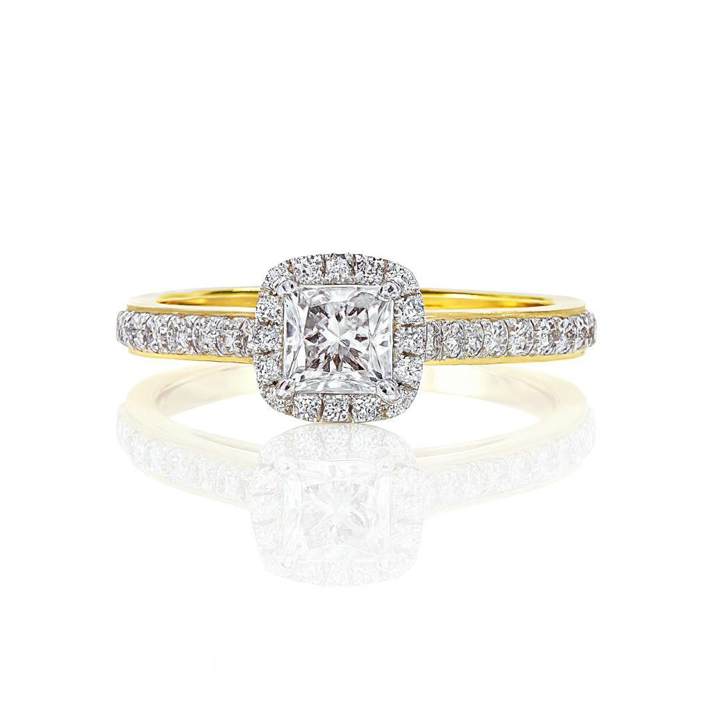 14ct Yellow Gold Lab Grown Diamond Engagement Ring 0.50ct TDW EF/VS – Princess Cut with Halo - LGR44064 Gold Earrings 14ct Yellow Gold Lab Grown Diamond Engagement Ring 0.50ct TDW EF/VS – Princess Cut with Halo - LGR44064 Gold Earrings