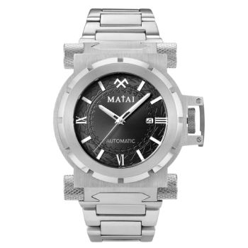 MATAI Genesis G4 SX One Automatic Silver Steel Case & Strap, Black Dial WATCH 