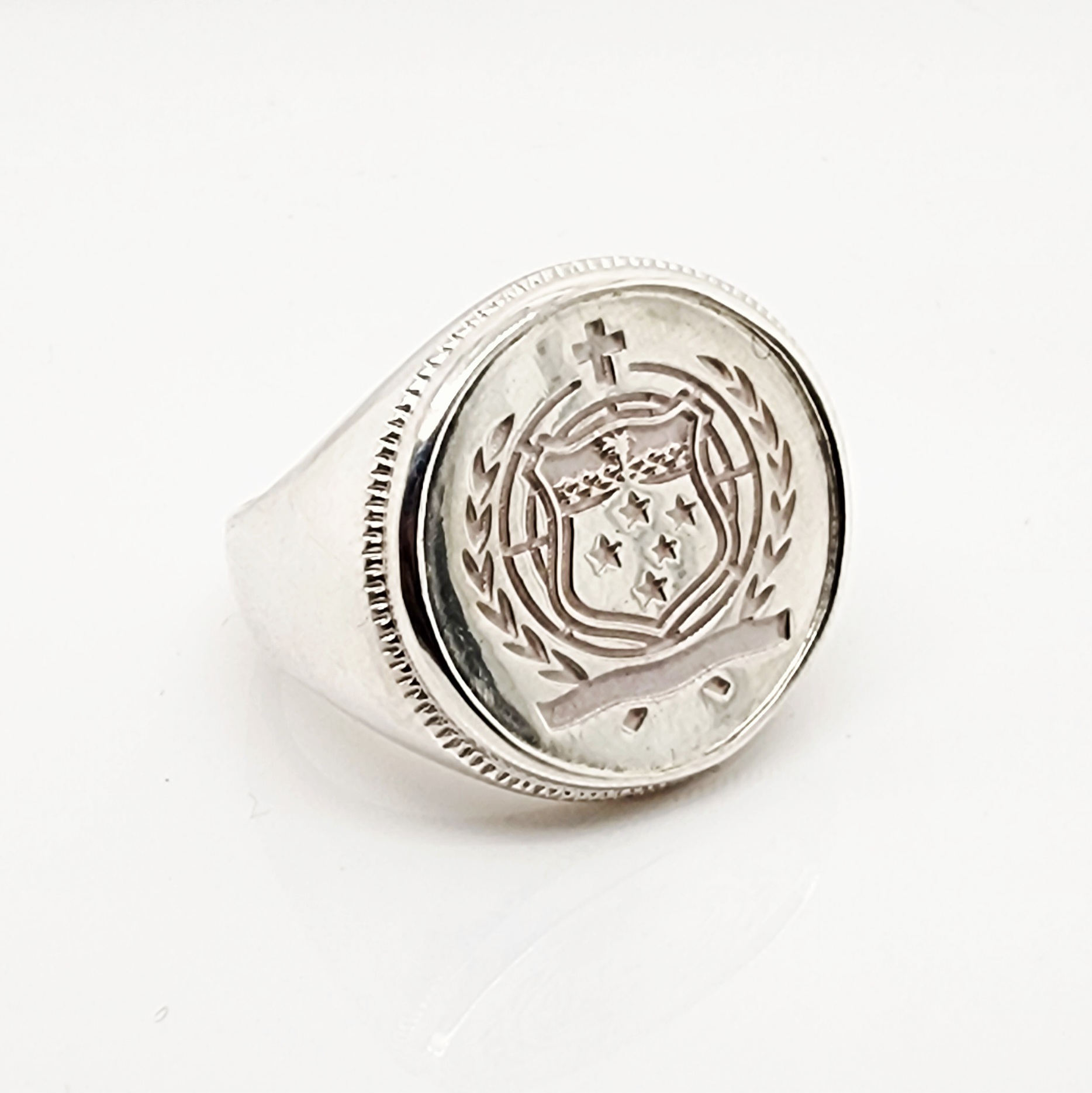 Sterling Silver Samoan Sila Coin Ring with Solid Ring Mount Sterling Silver Rings 