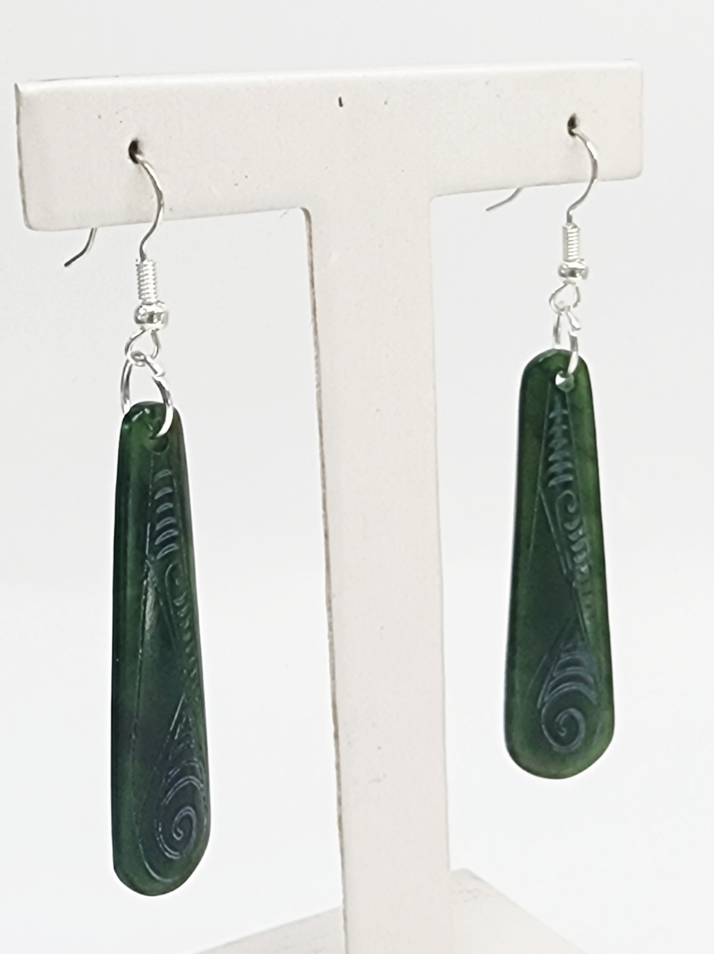 Greenstone Laser-Engraved Drop Earrings with Sterling Silver Hooks – 50mm Greenstone?Jewellery 