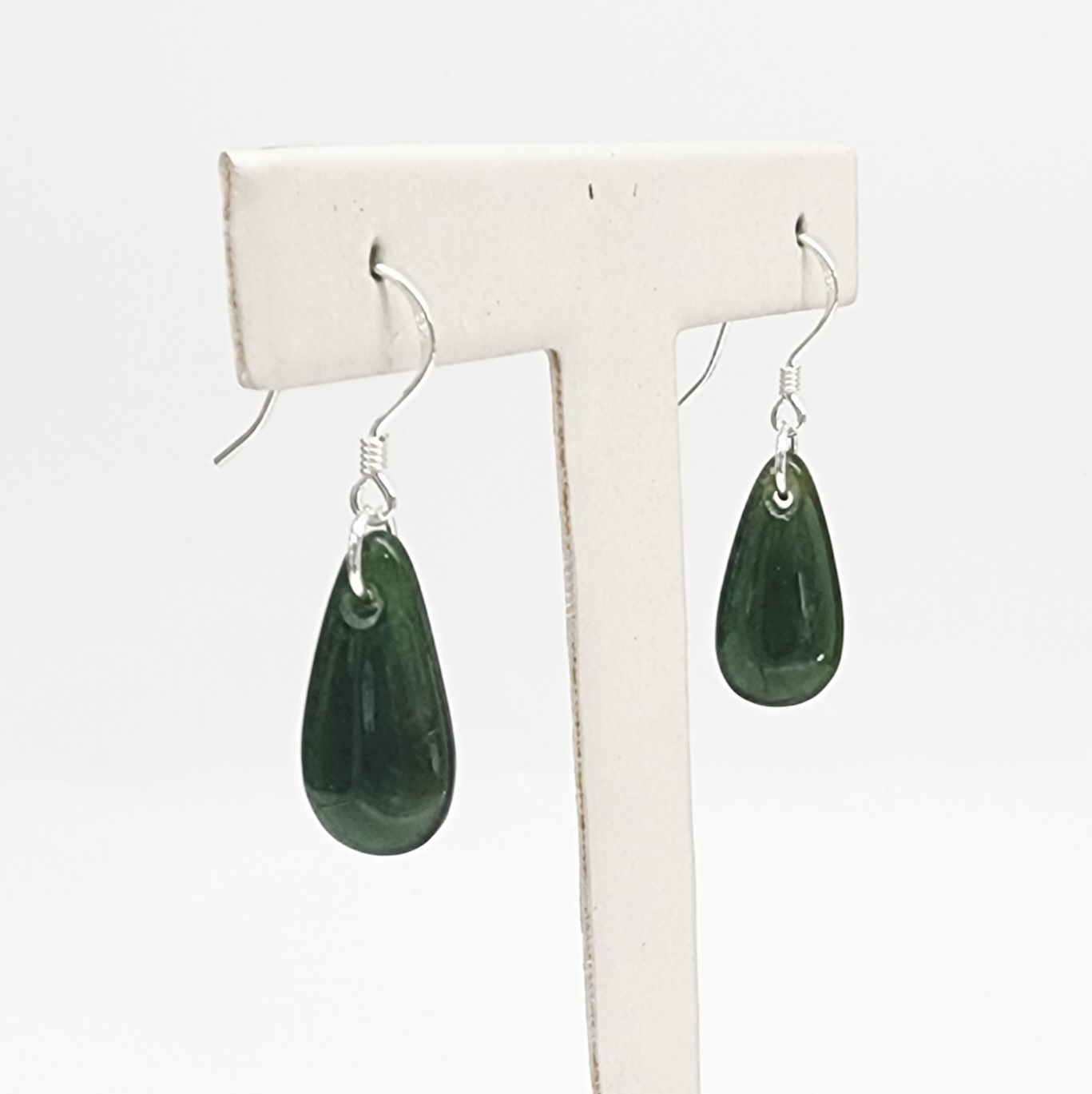 Greenstone Drop Earrings with Sterling Silver Hooks – 20mm Greenstone?Jewellery 