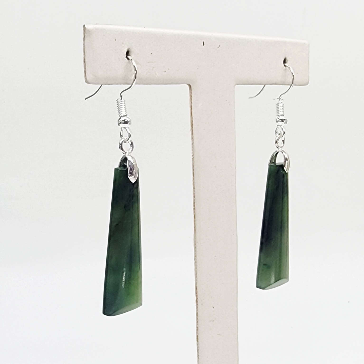 Greenstone Adze Hook Earrings – 34mm x 11mm with Sterling Silver Hooks Greenstone?Jewellery Greenstone Adze Hook Earrings – 34mm x 11mm with Sterling Silver Hooks Greenstone?Jewellery