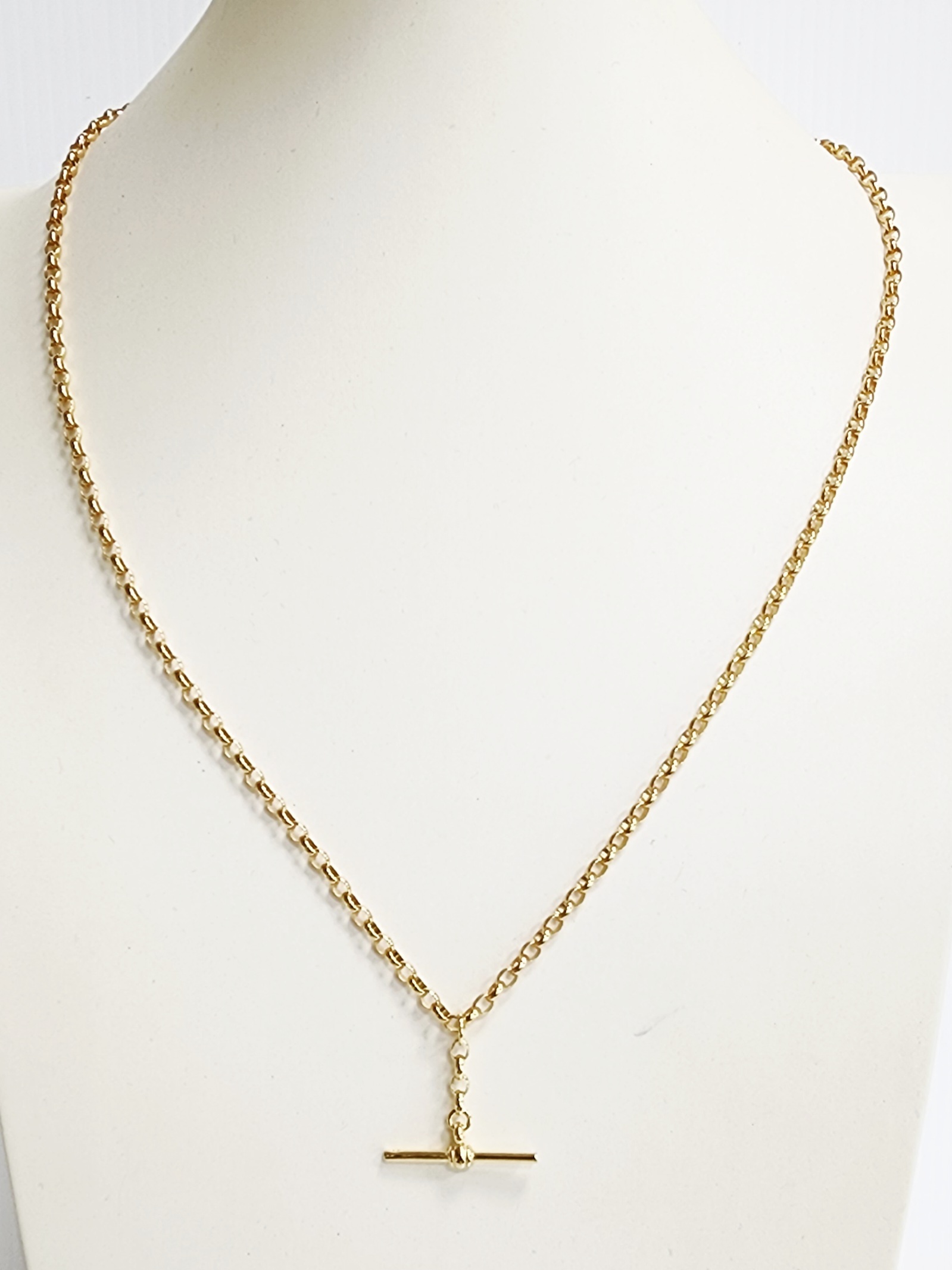 9ct Yellow Gold BO2 Oval Belcher T-Bar Necklace – 60cm - 9YBO2FOB Gold Pendants 