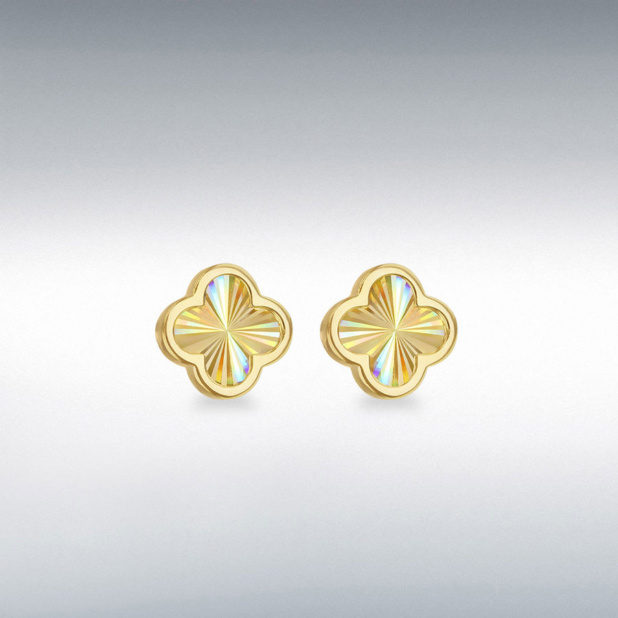 9ct Yellow Gold Rainbow Petal Stud Earrings – 9mm x 9mm Seiko 