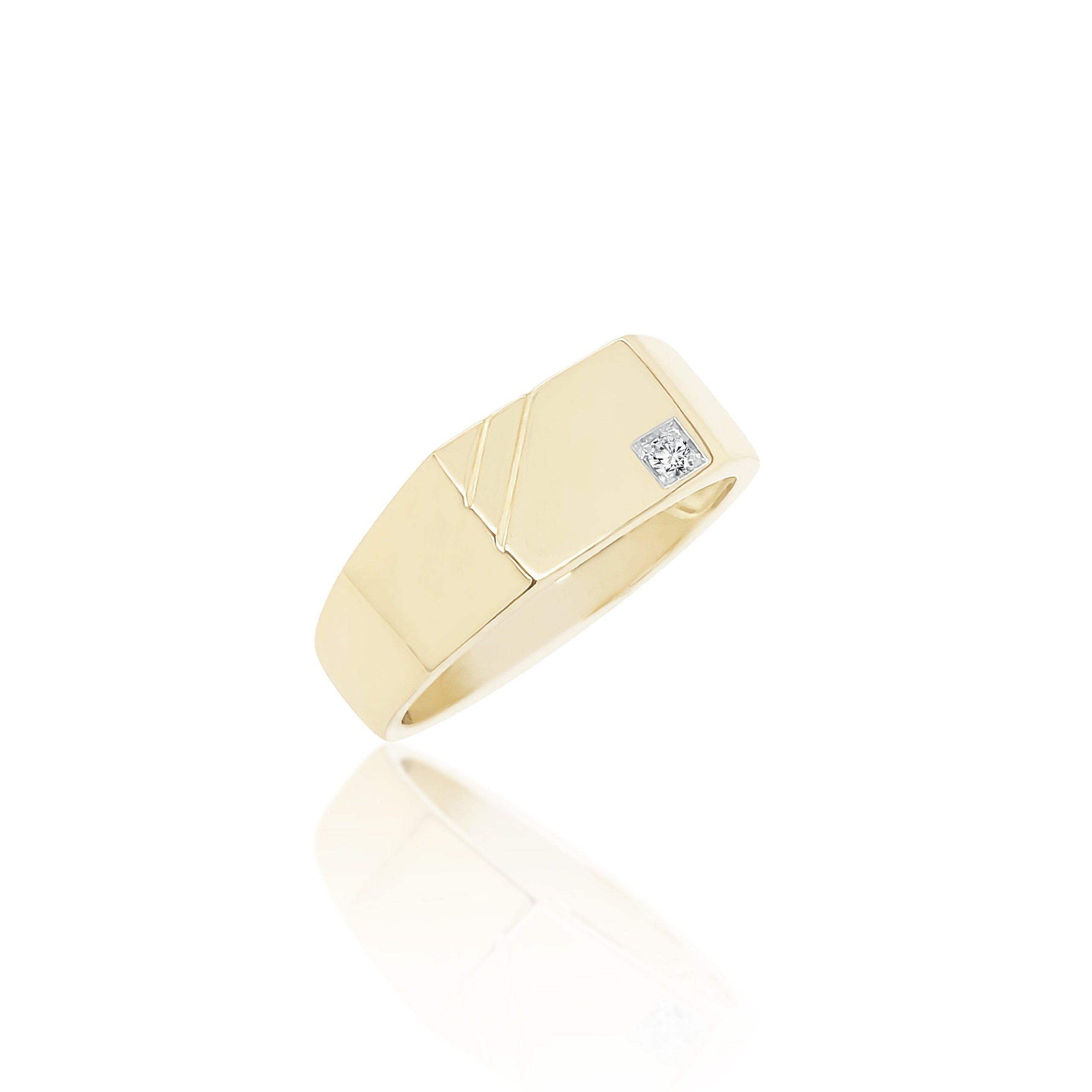 9ct Yellow Gold Gents Signet Ring with Diamond Setting - D8180/9YG Gold Rings 