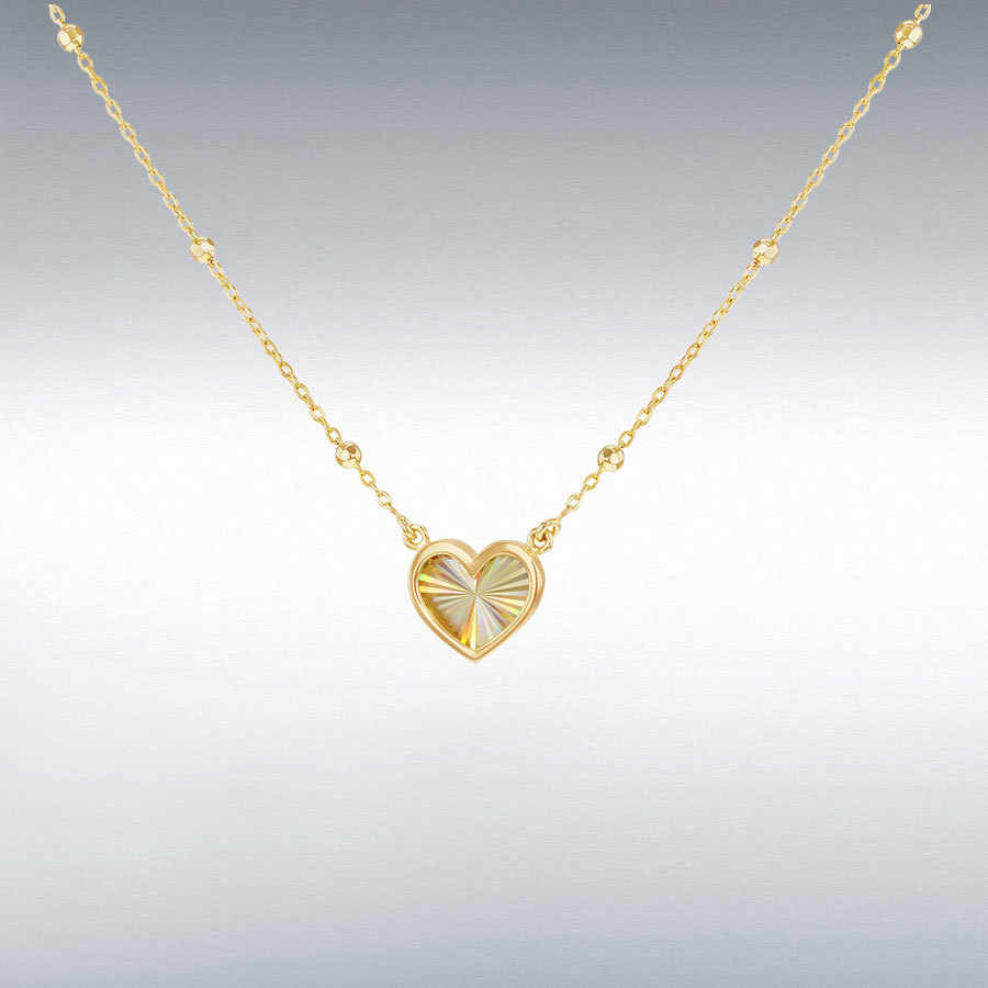 9ct Yellow Gold Rainbow Heart Adjustable Trace and Ball Necklace – 43cm to 46cm Seiko 
