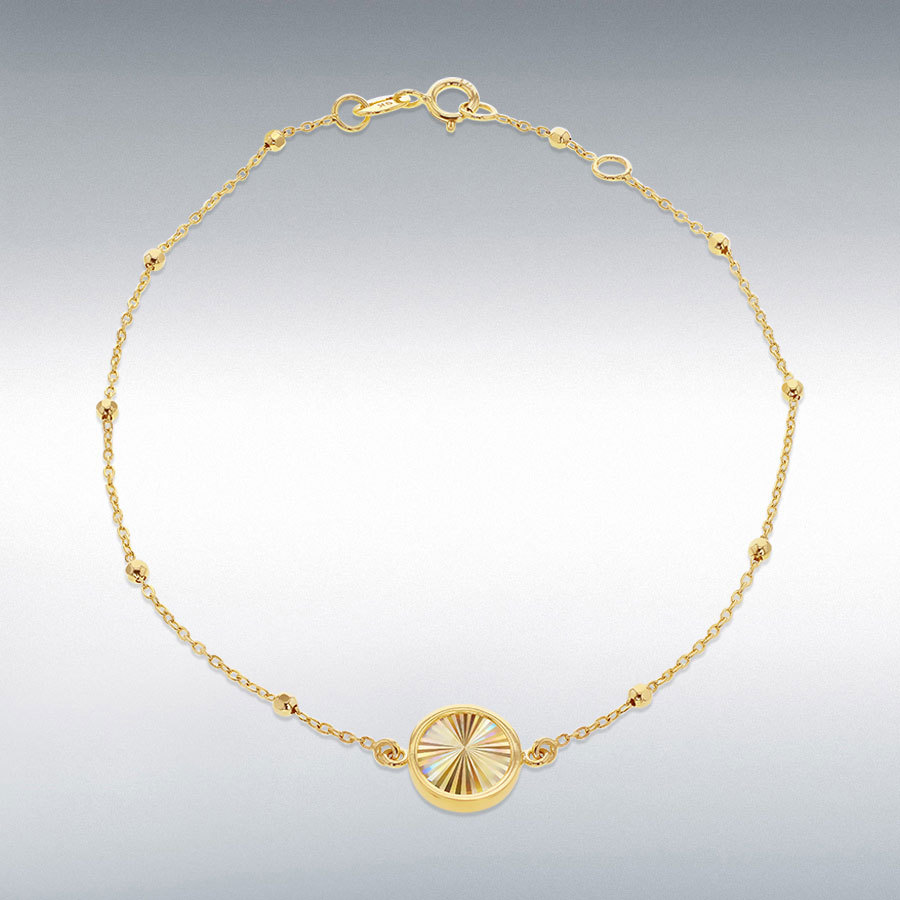 9ct Yellow Gold Rainbow Circle Adjustable Trace and Ball Bracelet 18cm-19cm Seiko 