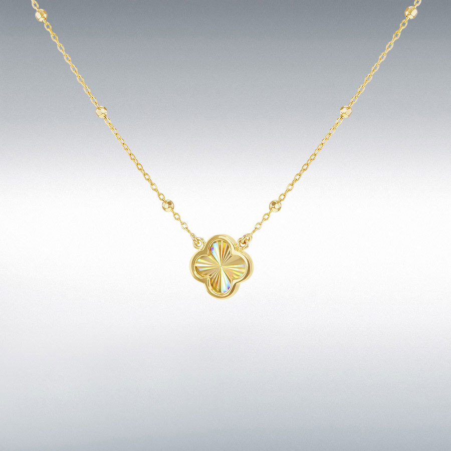 9ct Yellow Gold Rainbow Petal Adjustable Trace and Ball Necklace – 43cm to 46cm Seiko 