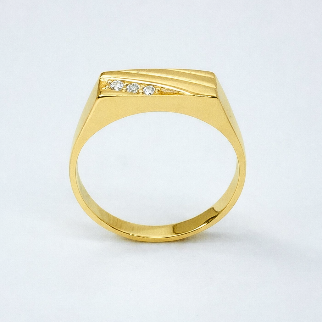 9ct Yellow Gold Gents Signet Ring with 3 Claw-Set Diamonds 0.06ct - 9YGD854 Gold Rings 9ct Yellow Gold Gents Signet Ring with 3 Claw-Set Diamonds 0.06ct - 9YGD854 Gold Rings