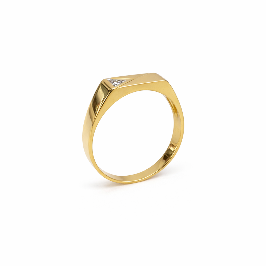 9ct Yellow Gold Gents Diamond Signet Ring (0.03ct), 6.40 x 13.90mm - 9YGD9472 Gold Rings 9ct Yellow Gold Gents Diamond Signet Ring (0.03ct), 6.40 x 13.90mm - 9YGD9472 Gold Rings