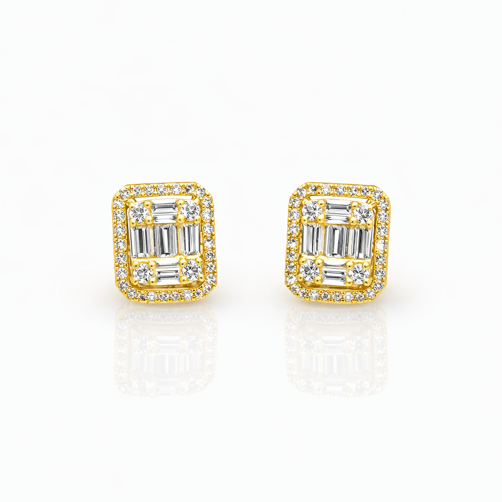 18ct Yellow Gold Radiant Halo Diamond Stud Earrings 0.28ct - 18KR35808EAL Gold Rings 18ct Yellow Gold Radiant Halo Diamond Stud Earrings 0.28ct - 18KR35808EAL Gold Rings