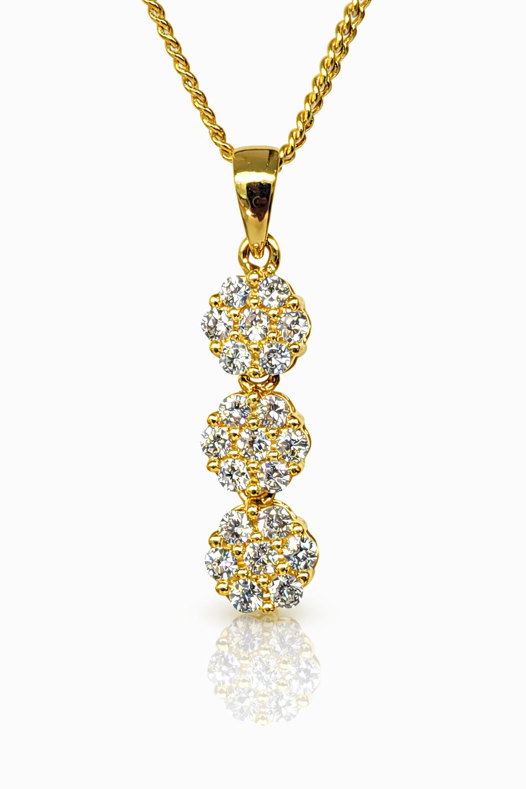 18ct Yellow Gold Diamond Triple Cluster Pendant 0.26ct TDW - 18KR20940PL Gold Rings 