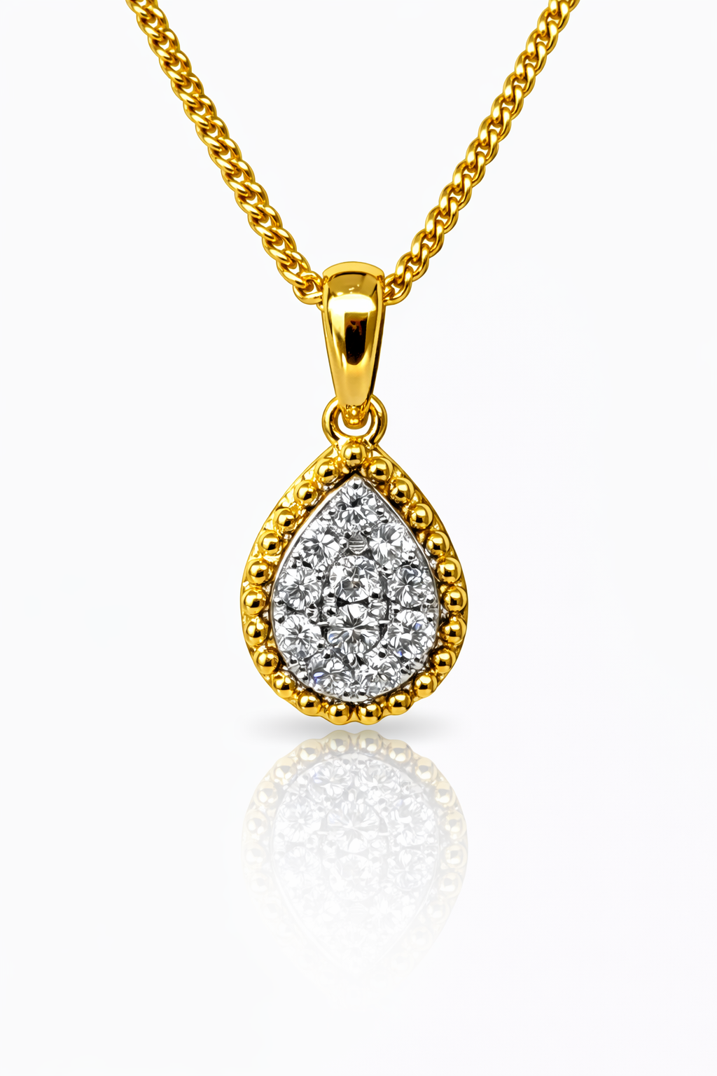 18ct Yellow Gold Teardrop Natural Diamond Pendant 0.154ct TDW - 18KR45198PL Gold Rings 
