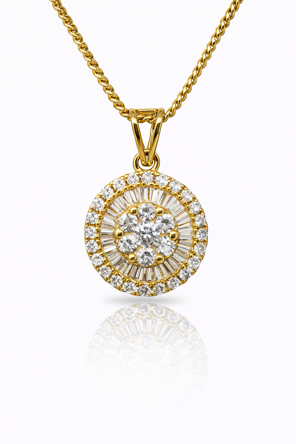 18ct Yellow Gold 0.413ct Natural Diamond Round Pendant (Round & Baguette Cluster) - 18KR18891PL Gold Rings 18ct Yellow Gold 0.413ct Natural Diamond Round Pendant (Round & Baguette Cluster) - 18KR18891PL Gold Rings