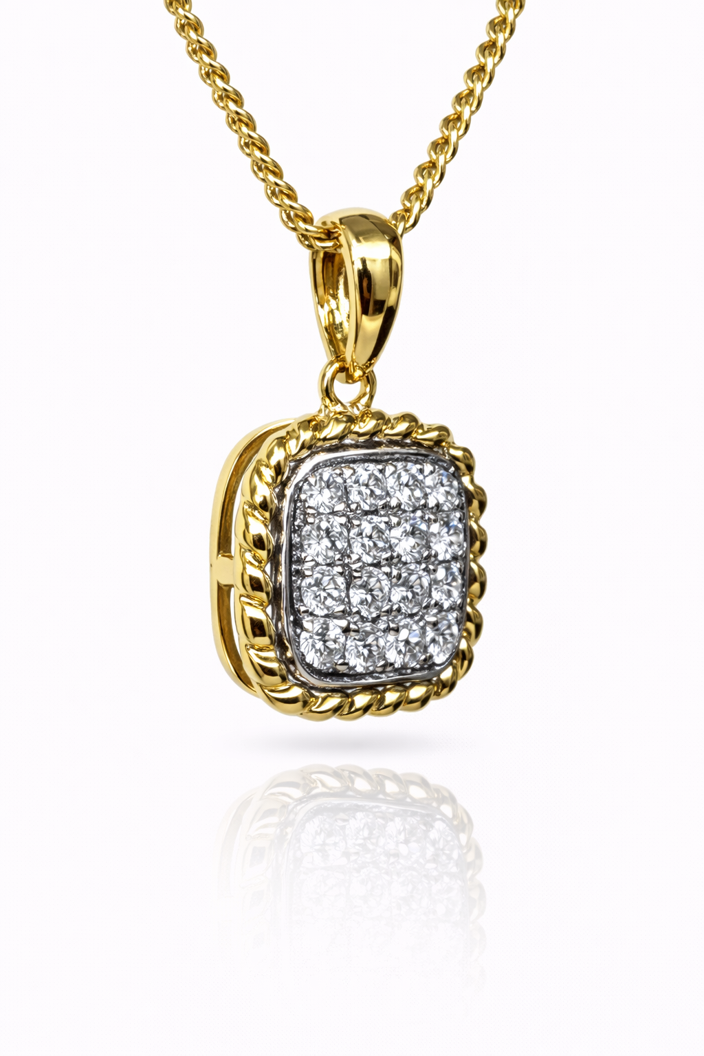 18ct Yellow Gold 0.18ct Natural Diamond Cushion Halo Pendant - 18KR45196PL Gold Rings 
