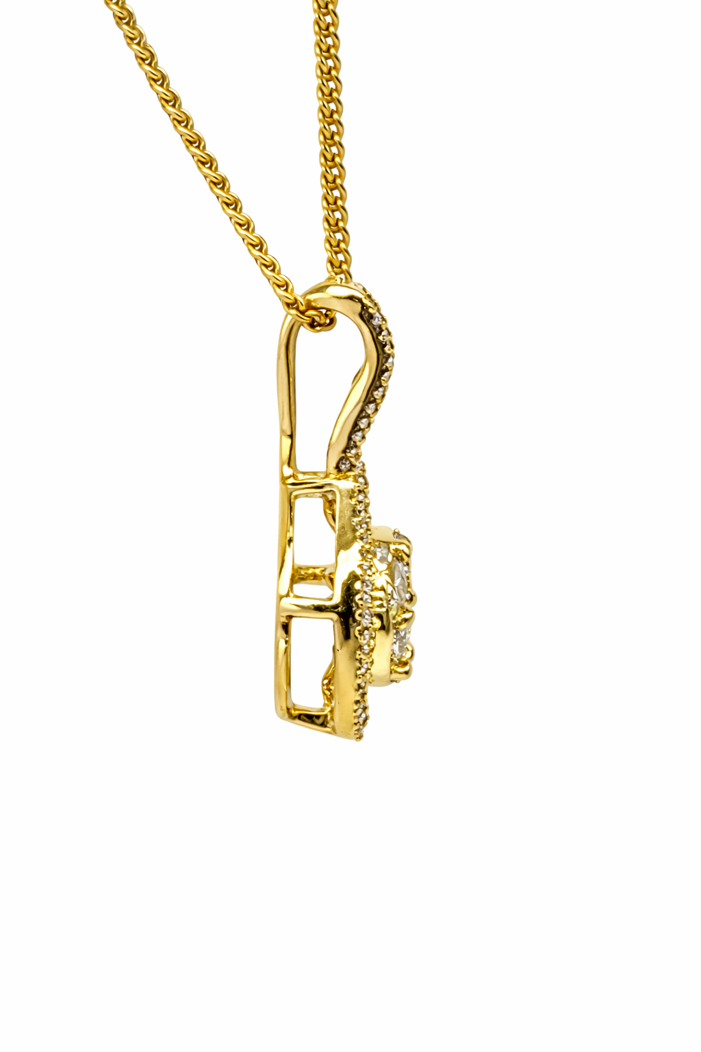 18ct Yellow Gold Natural Diamond Halo Pendant 0.29ct – Round & Baguette Cut - 18KR29957PAL Gold Rings 18ct Yellow Gold Natural Diamond Halo Pendant 0.29ct – Round & Baguette Cut - 18KR29957PAL Gold Rings