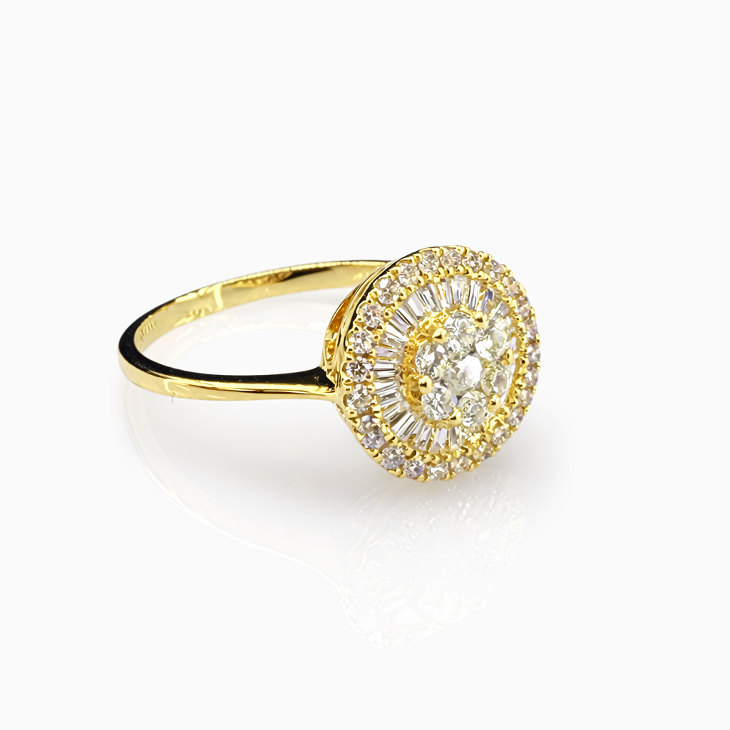 18ct Yellow Gold Natural Diamond Cluster Ring 0.417ct Round & Baguette Cut - 18KR18891L Gold Rings 18ct Yellow Gold Natural Diamond Cluster Ring 0.417ct Round & Baguette Cut - 18KR18891L Gold Rings