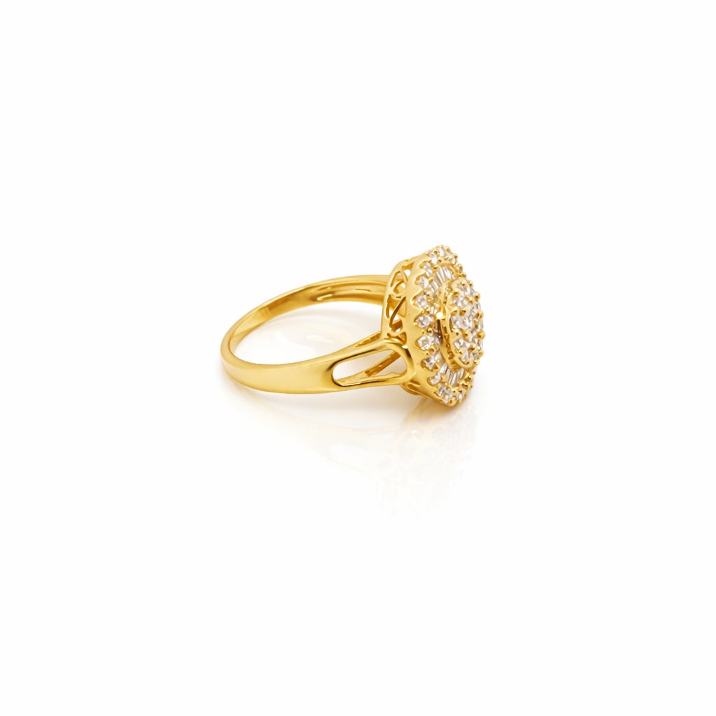 18ct Yellow Gold Diamond Cluster Ring 0.75ct Natural Round & Baguette Diamonds - 18KR13537BL Gold Rings 18ct Yellow Gold Diamond Cluster Ring 0.75ct Natural Round & Baguette Diamonds - 18KR13537BL Gold Rings