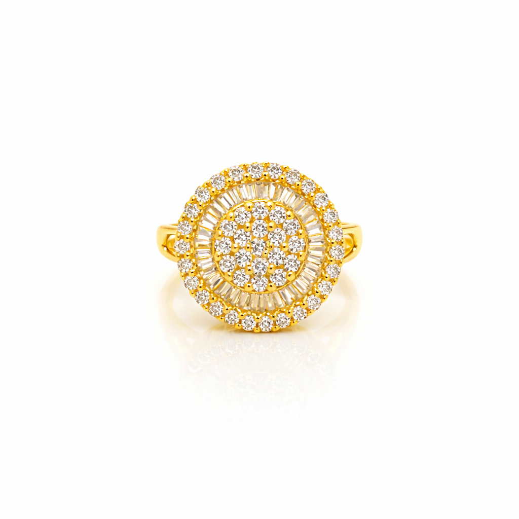 18ct Yellow Gold Diamond Cluster Ring 0.75ct Natural Round & Baguette Diamonds - 18KR13537BL Gold Rings 18ct Yellow Gold Diamond Cluster Ring 0.75ct Natural Round & Baguette Diamonds - 18KR13537BL Gold Rings