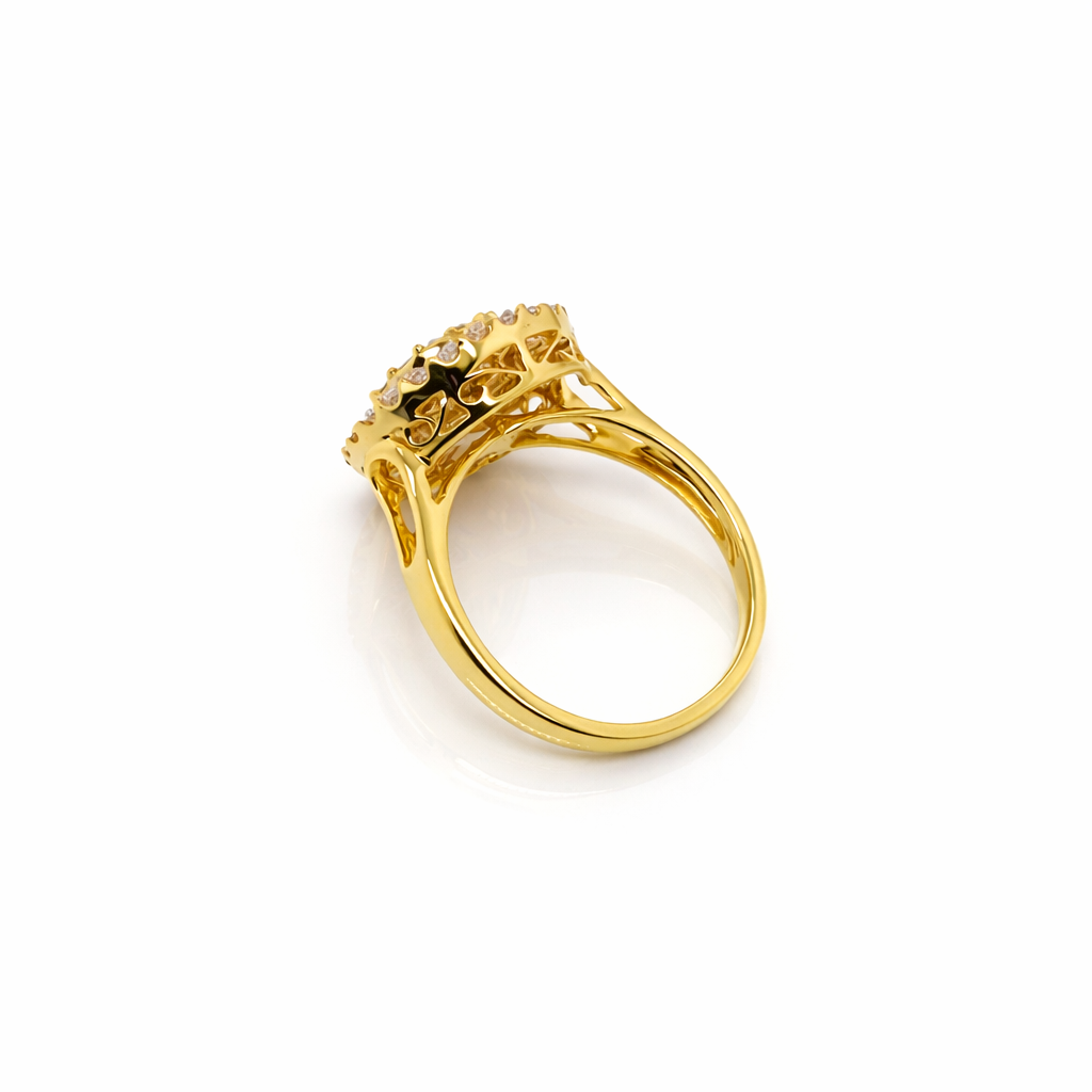 18ct Yellow Gold Diamond Cluster Ring 0.75ct Natural Round & Baguette Diamonds - 18KR13537BL Gold Rings 18ct Yellow Gold Diamond Cluster Ring 0.75ct Natural Round & Baguette Diamonds - 18KR13537BL Gold Rings